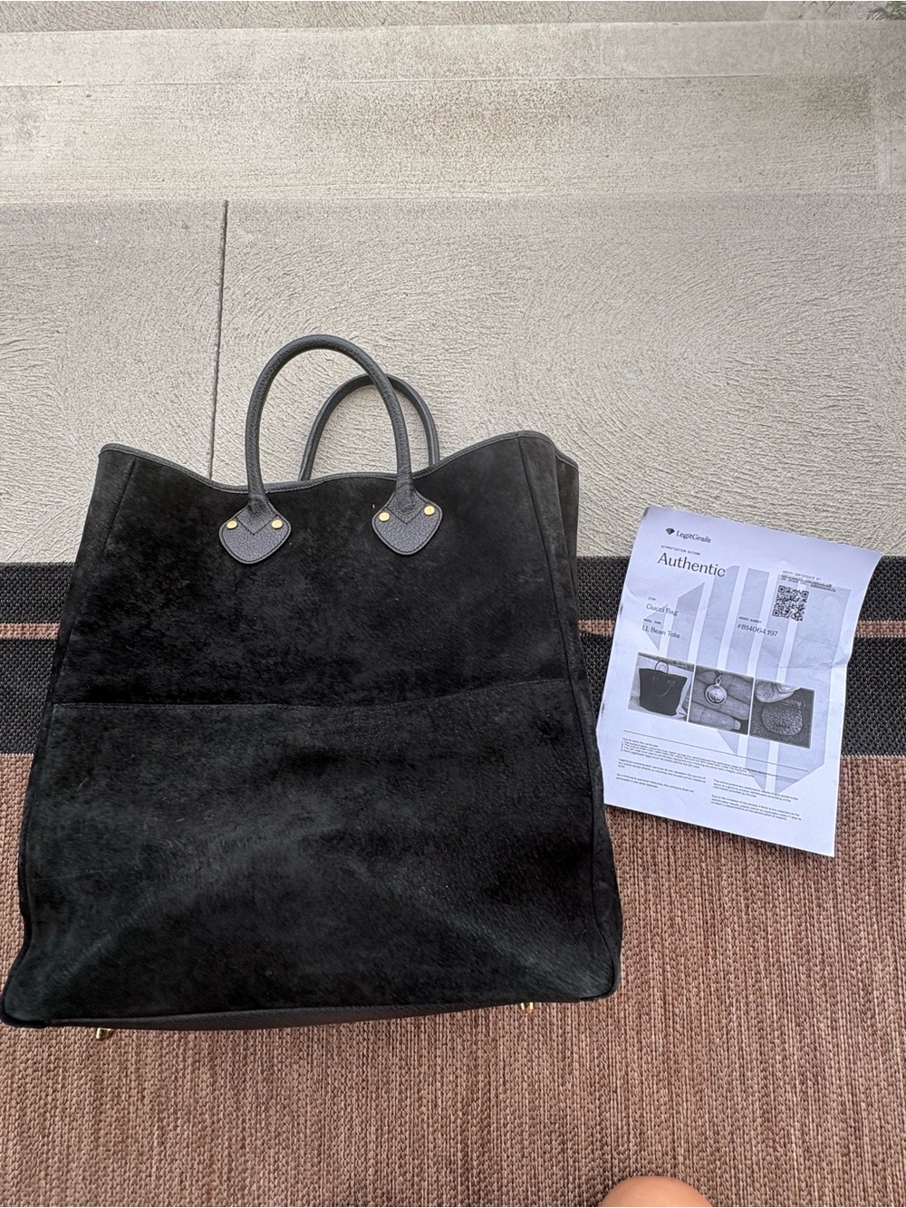 Gucci vintage Black Suede Tote Bag with Top Handles